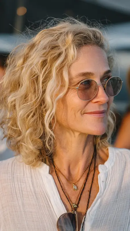 Tousled Beach Waves - Shoulder Length Haircuts For Older Women