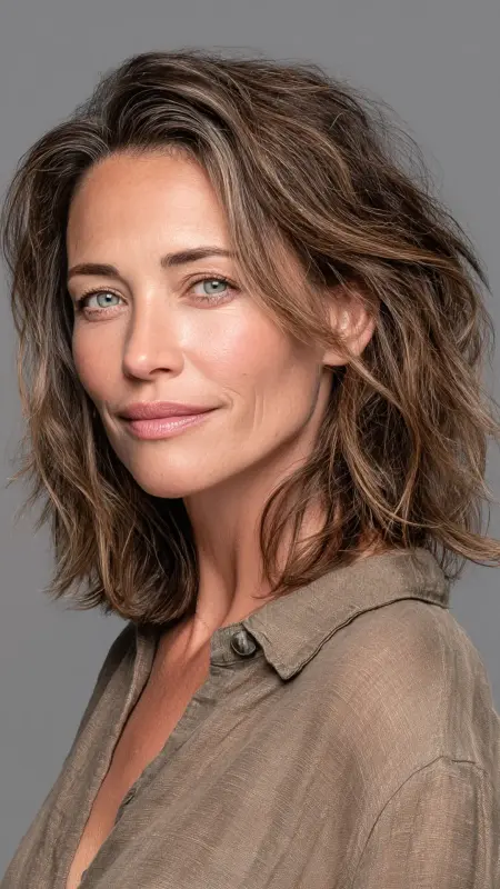 Tousled Medium-Length Layers - Hairstyles For Women Over 50 With Thinning Hair