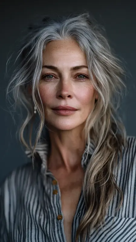 Tousled Mid-Length Layers - medium length hair for women over 50