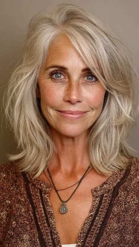 Tousled Shoulder-Length Cut with Highlights - Shoulder Length Haircuts For Women Over 60