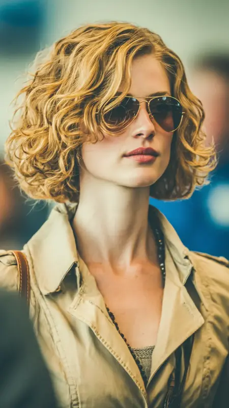 Tucked-In Curly Bob - Airport Hairstyles for Curly Hair