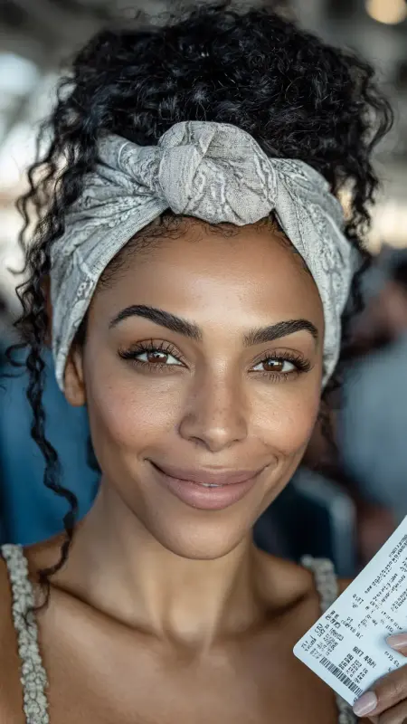 Twisted Headband Style - Airport Hairstyles for Curly Hair