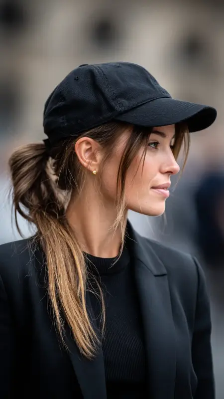 Twisted Low Ponytail Trucker Hat - Trucker Hat Hairstyles
