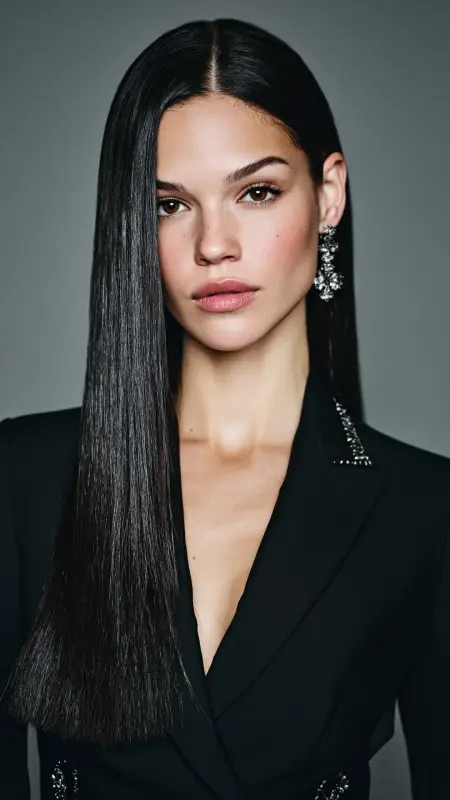 Ultra Sleek Middle-Parted Long Hair - Glass Hair