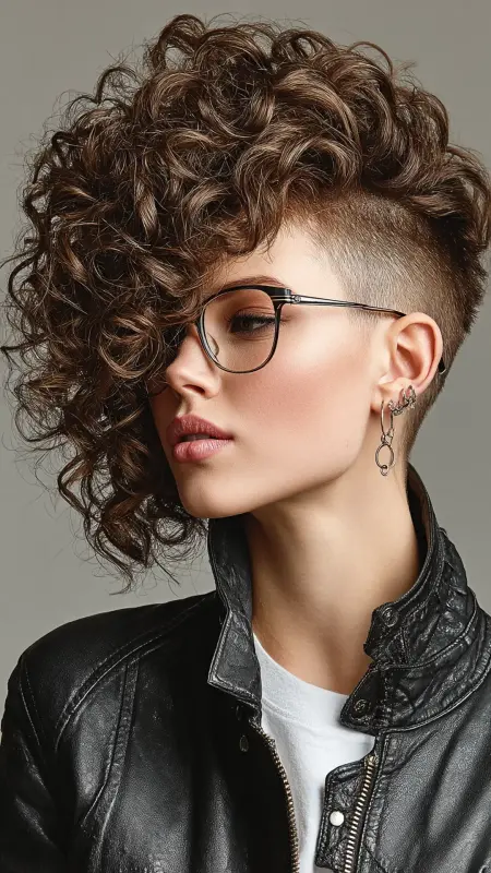 Undercut Curls - short curly hair with glasses
