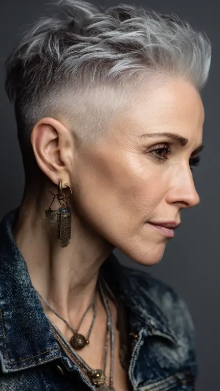 Undercut Pixie with Long Top - Short pixie hairstyles for older women