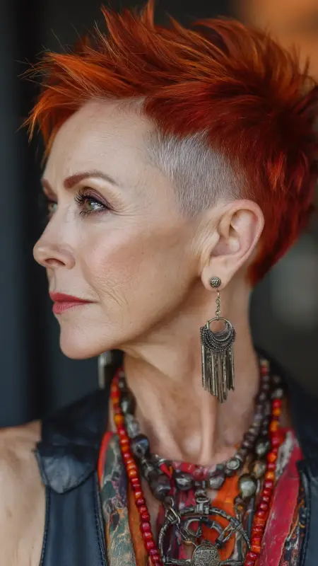 Undercut Pixie with Mohawk Top - Undercut pixie haircut for older women