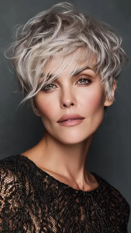 Voluminous Crown Pixie - Hairstyles for women over 70 with fine hair