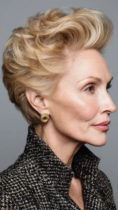 Voluminous Crown Pixie - Pixie hairstyles for older women over 60
