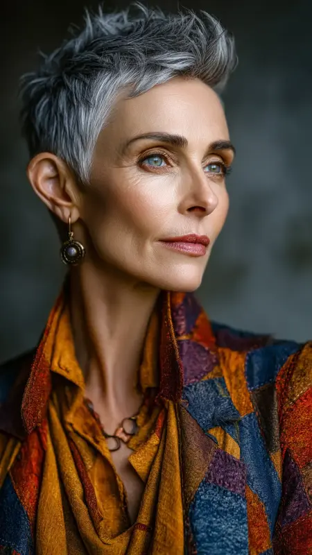Voluminous Crown Pixie - Short hairstyles for women over 60 with wavy hair