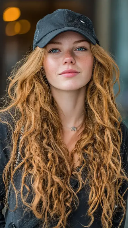 Voluminous Curls Trucker Hat - Trucker Hat Hairstyles
