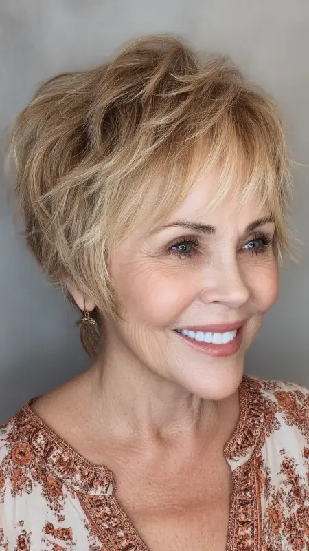 Voluminous Short Shag - Hairstyles for 80 year old women