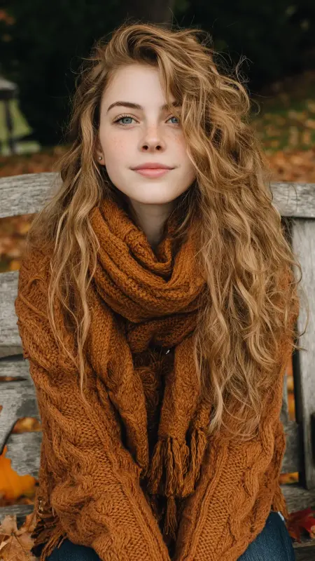 Warm Ginger Waves on Long Hair - Hair color for college students