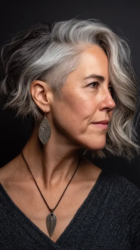 Wavy Bob with Undercut - Short hairstyles for women over 60 with wavy hair