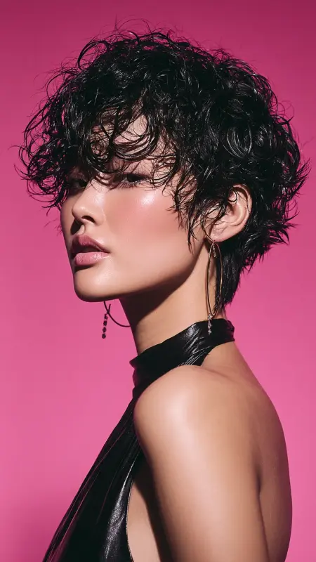Wet-Look Curly Pixie - Short curly pixie haircuts