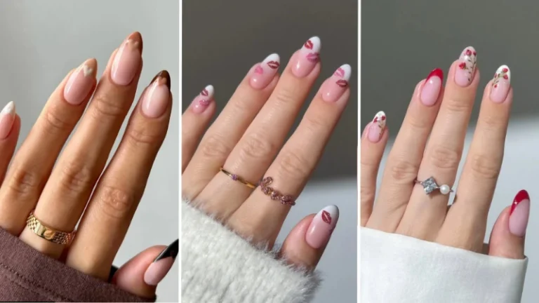 valentines nails french tip 1