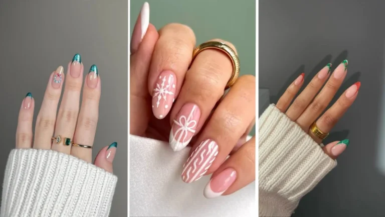 winter french tip nails 2
