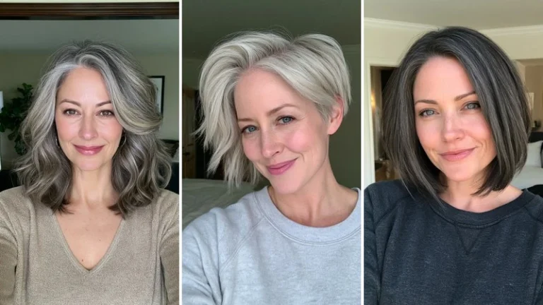 hairstyles for women over 40 with gray hair 1